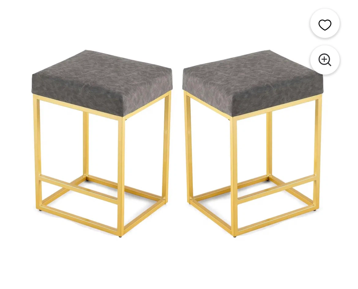 Set of 2 Gold and Grey Bar Stools - photo 2
