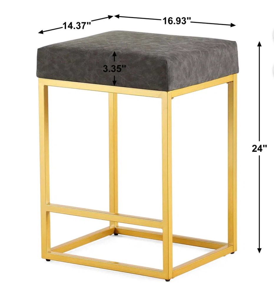 Set of 2 Gold and Grey Bar Stools - photo 3