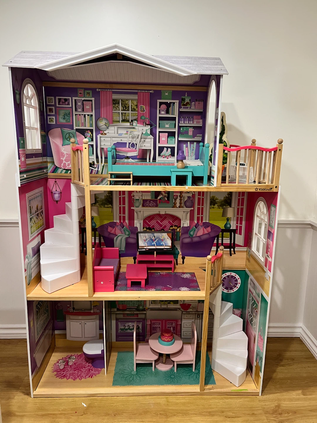 Large KidKraft Wooden Dollhouse + Accessories – Great Condition