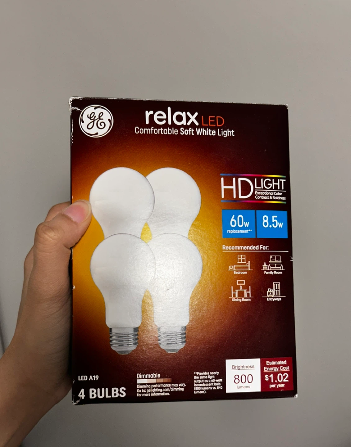 GE Relax HD LED Light Bulbs Pack of 3