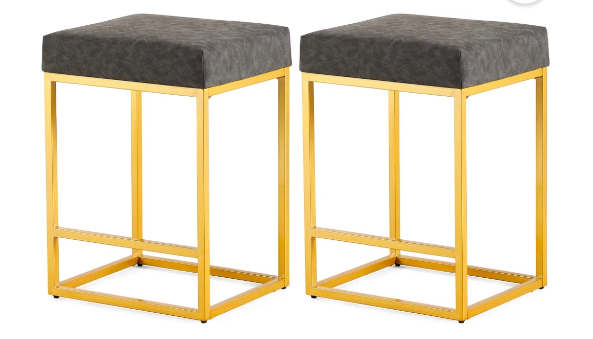 Set of Two Faux Leather Bar Stools