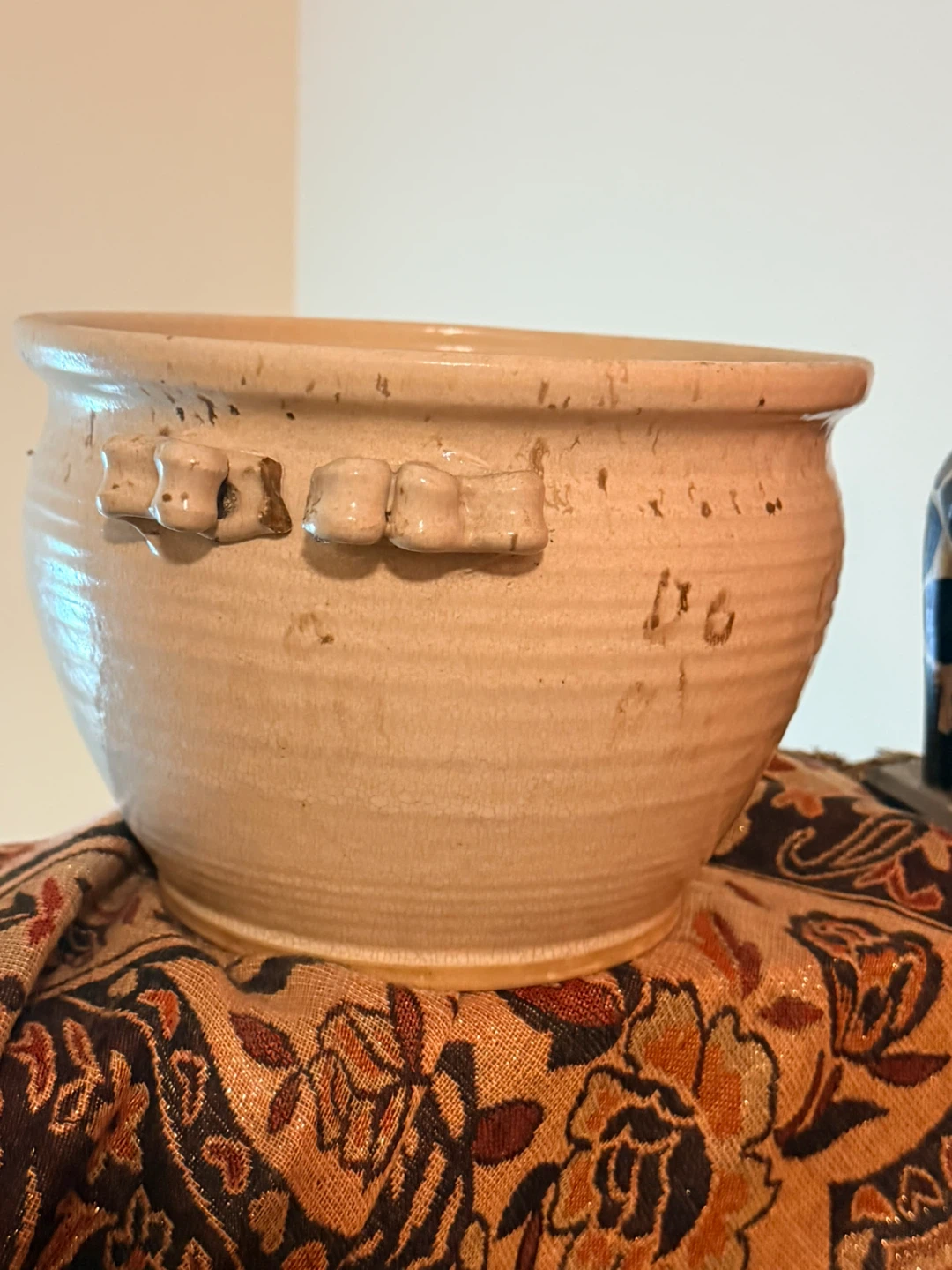 Vintage Beige Ceramic Stoneware Planter