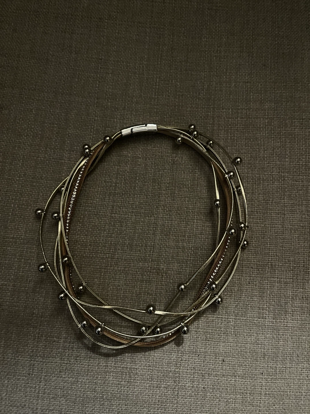 Multi-Strand Metallic Choker Necklace