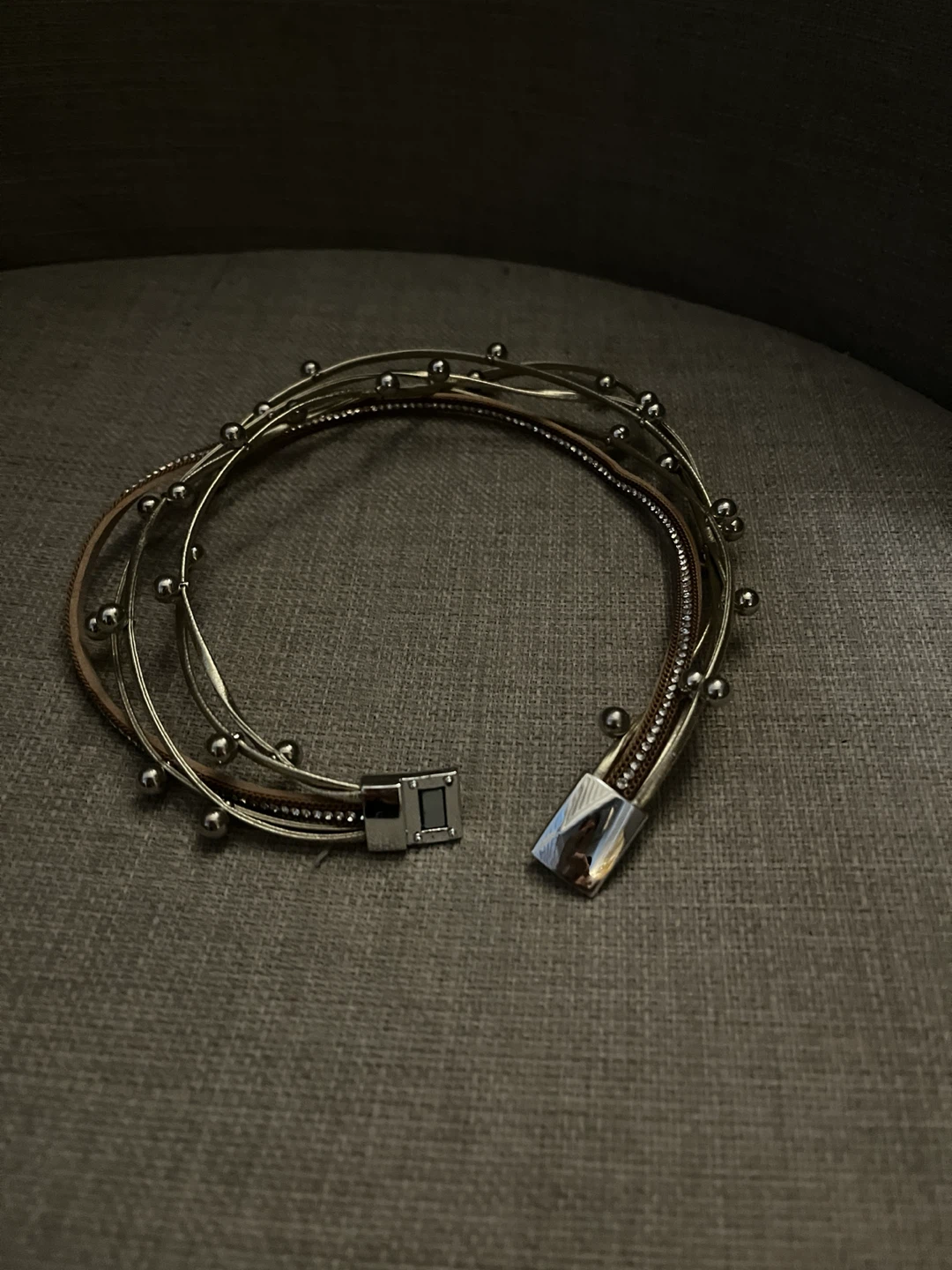 Multi-Strand Metallic Choker Necklace - photo 2