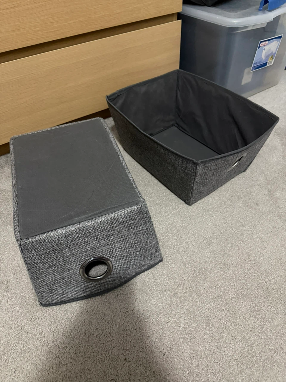 Two Grey Fabric Storage Bins - photo 3