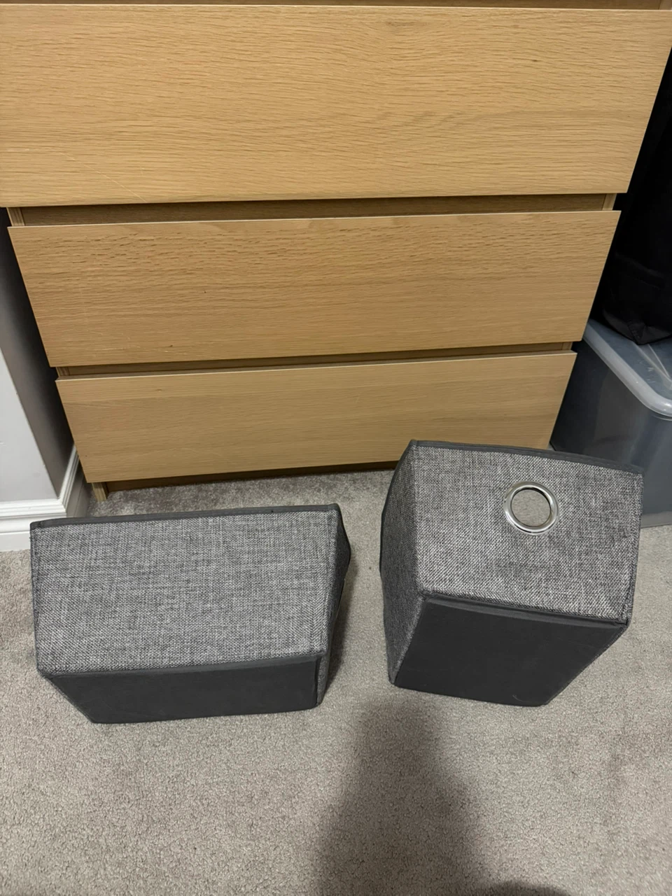 Two Grey Fabric Storage Bins - photo 4