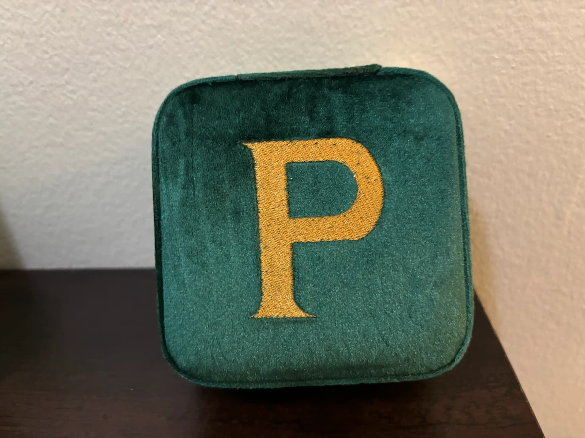 NEW-Initial P Velvet Jewelry Case