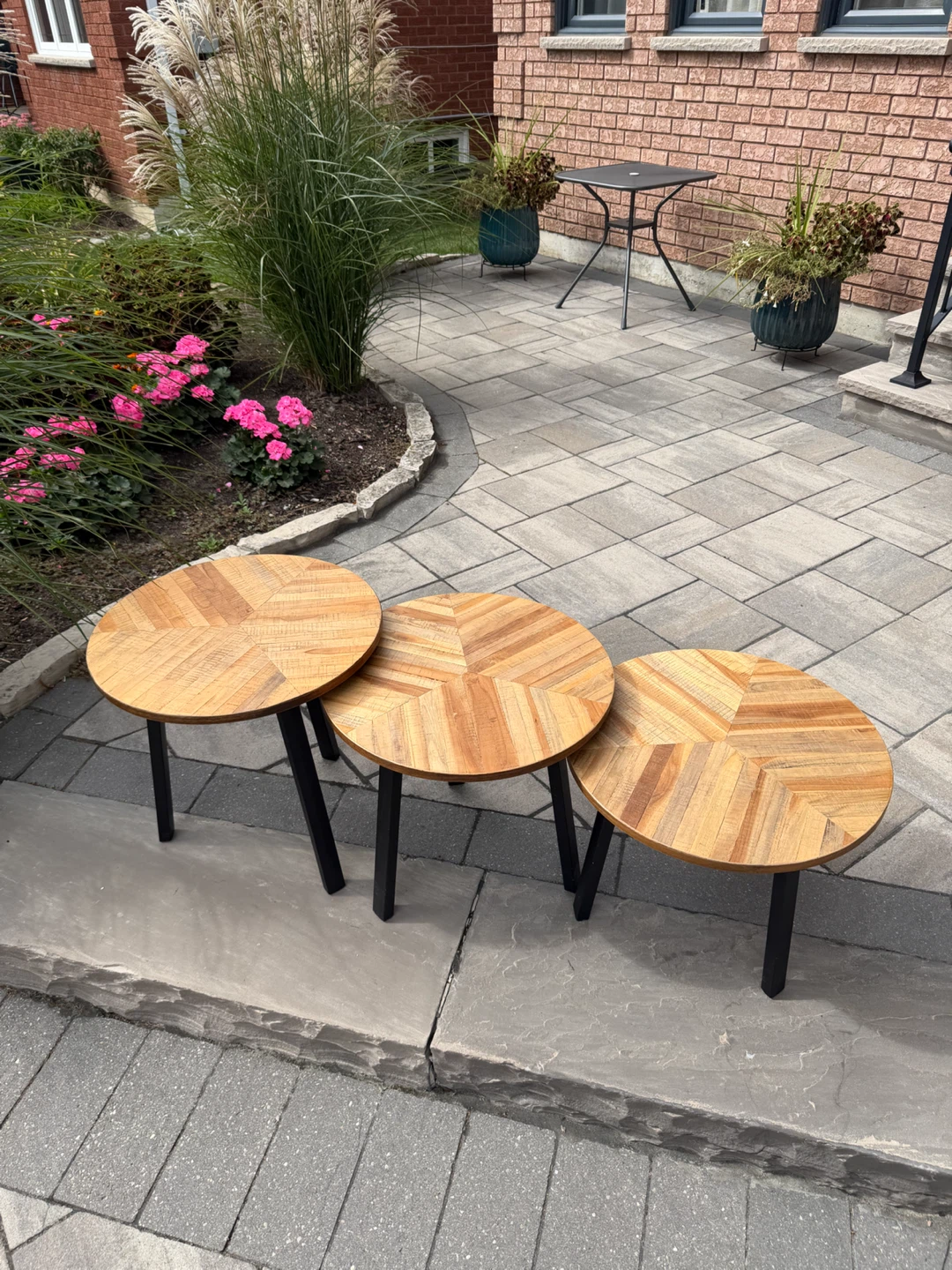 Structube Zak Acacia Wood Nesting Tables - Set of 3