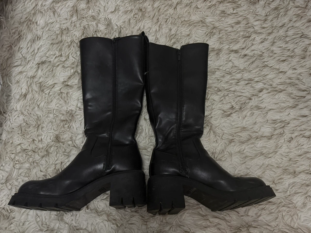 Dark Brown Faux Leather Tall Boots