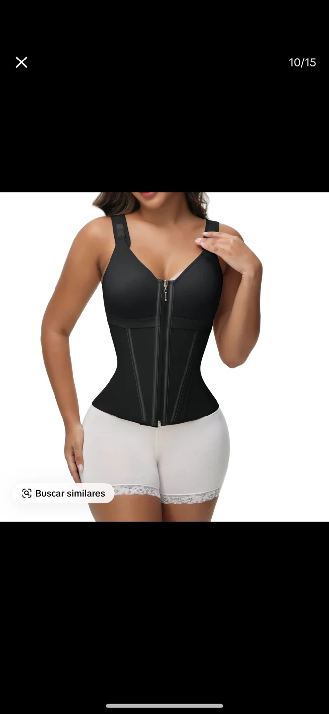 Black Front Zipper Waist Trainer Vest
