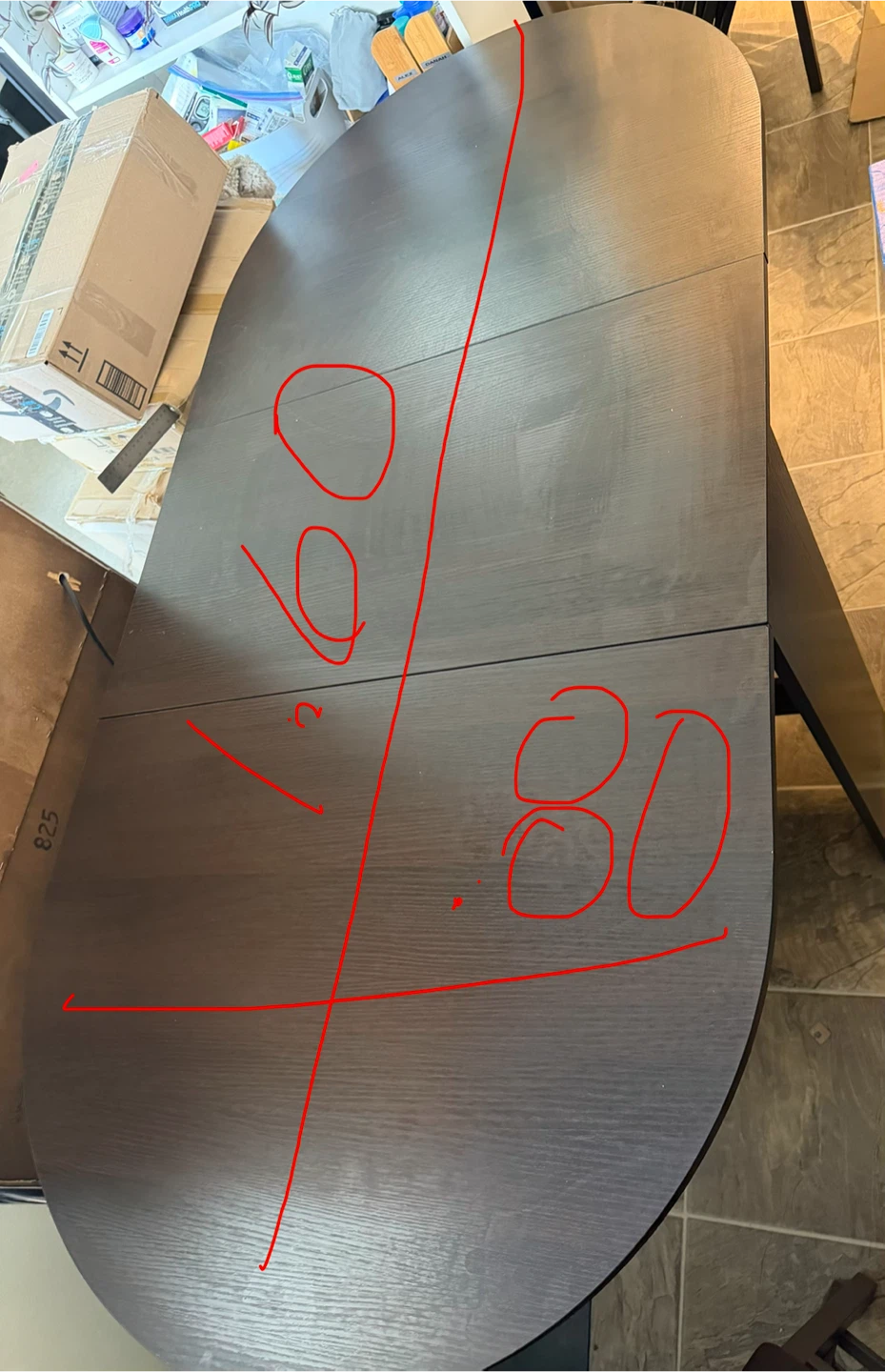 Dark wood folding dining table with chair
