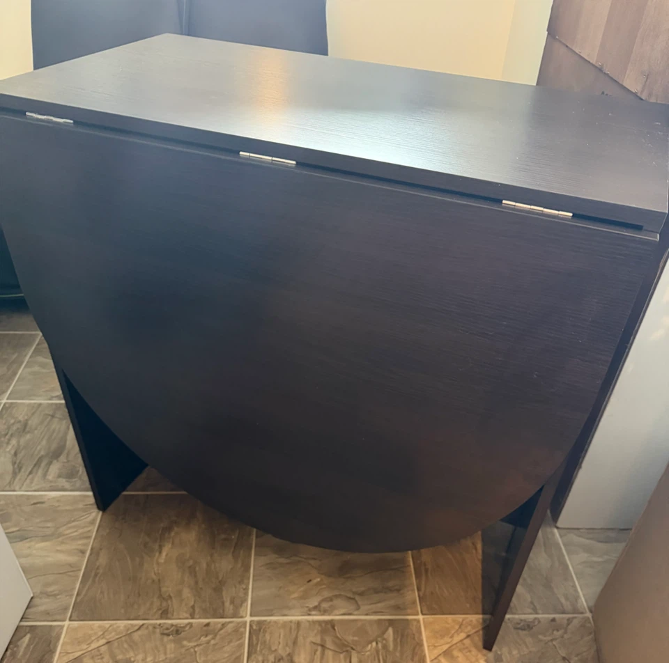 Dark wood folding dining table with chair - photo 3