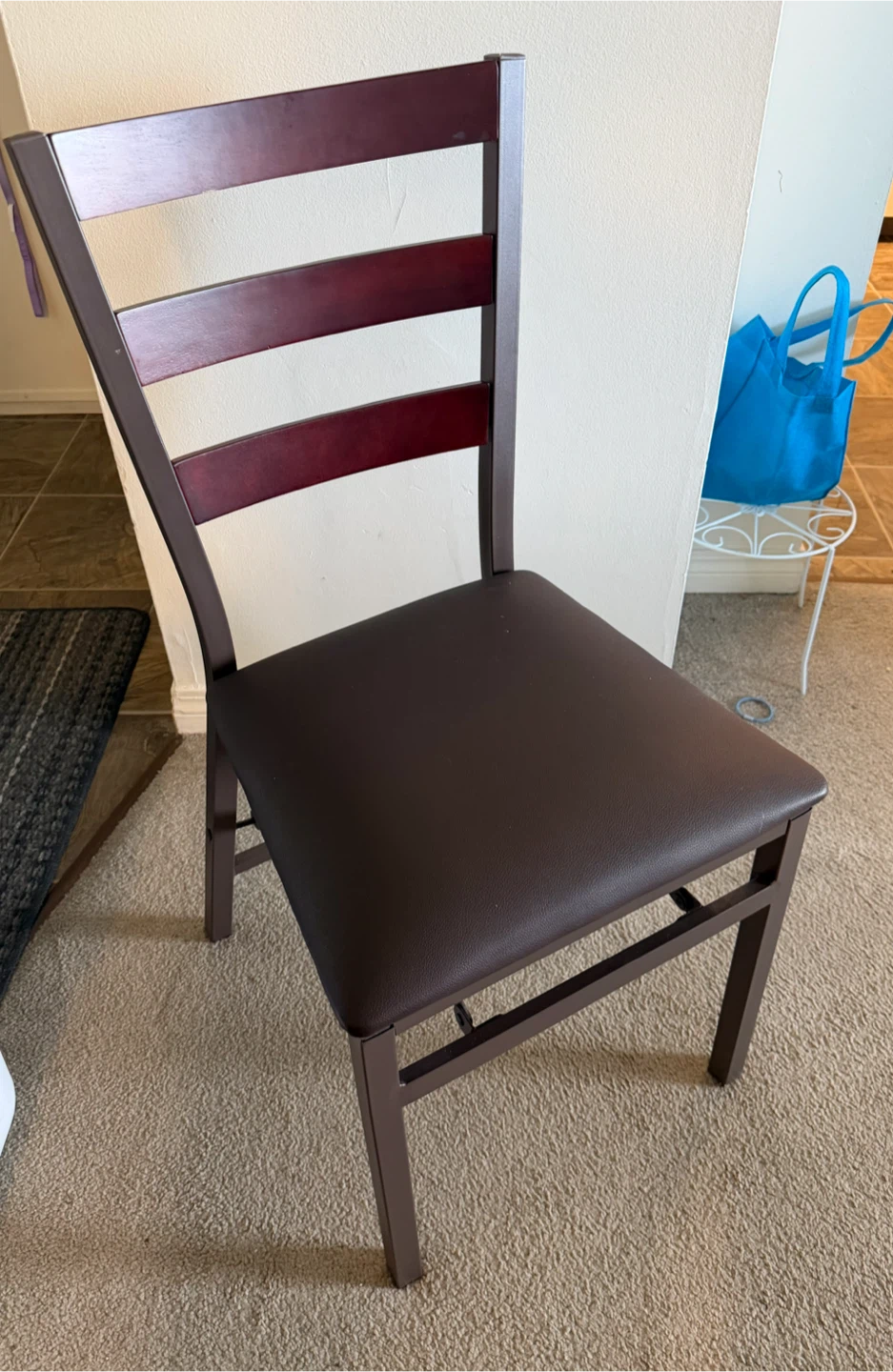 Dark wood folding dining table with chair - photo 4