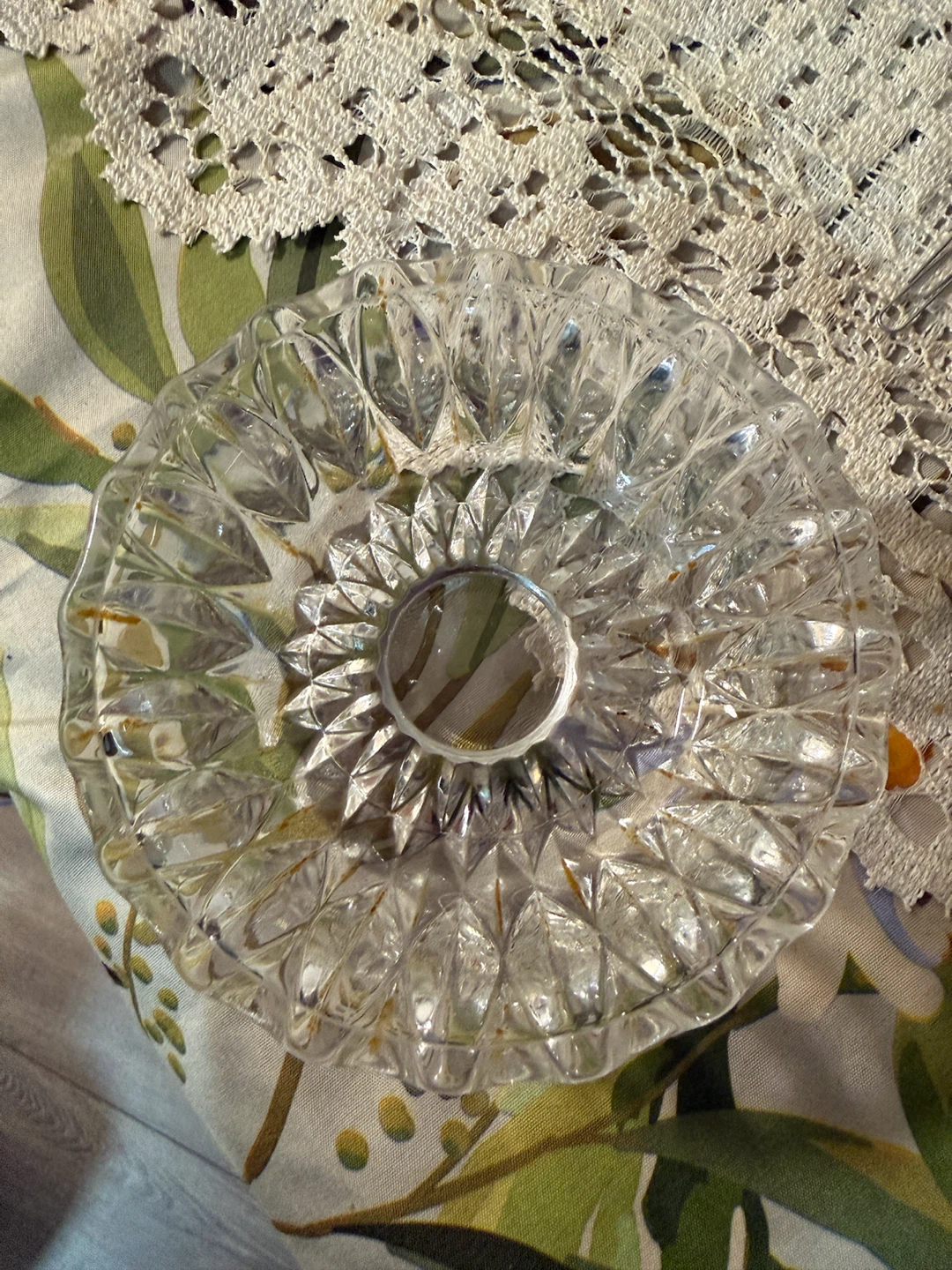 vintage cut glass dessert dish