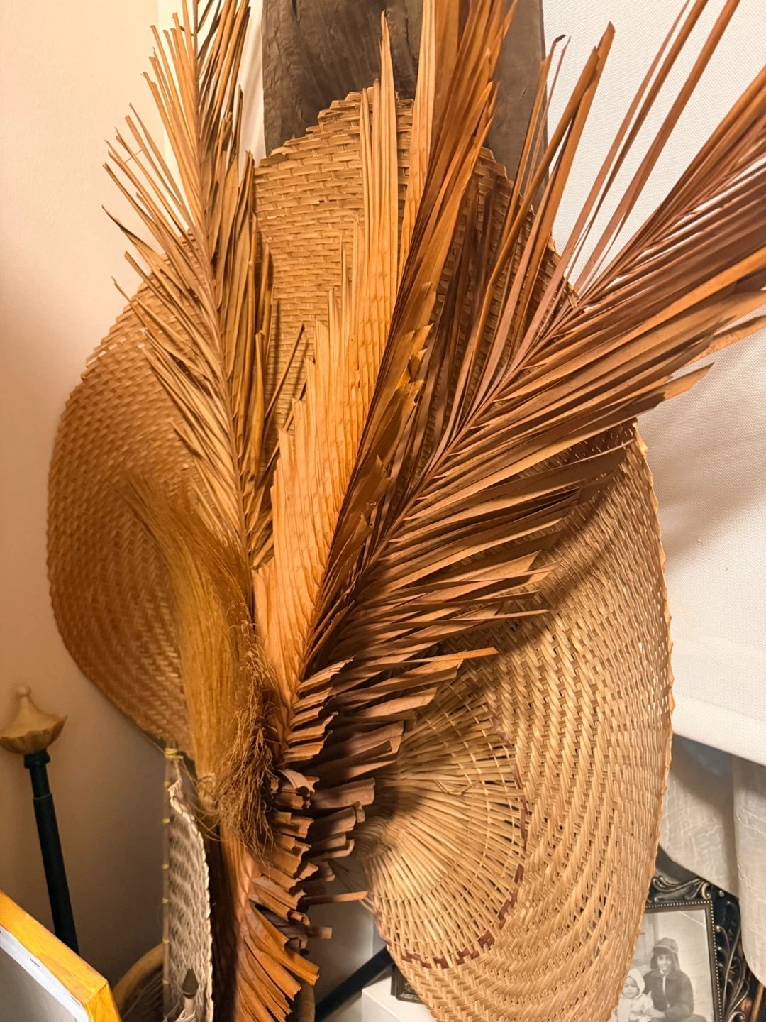 Woven Palm Leaf Decorative Fan