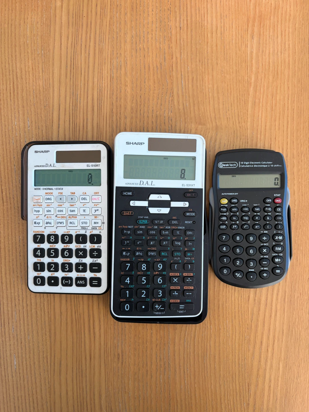 3 Scientific Calculators - Sharp and DeskTech