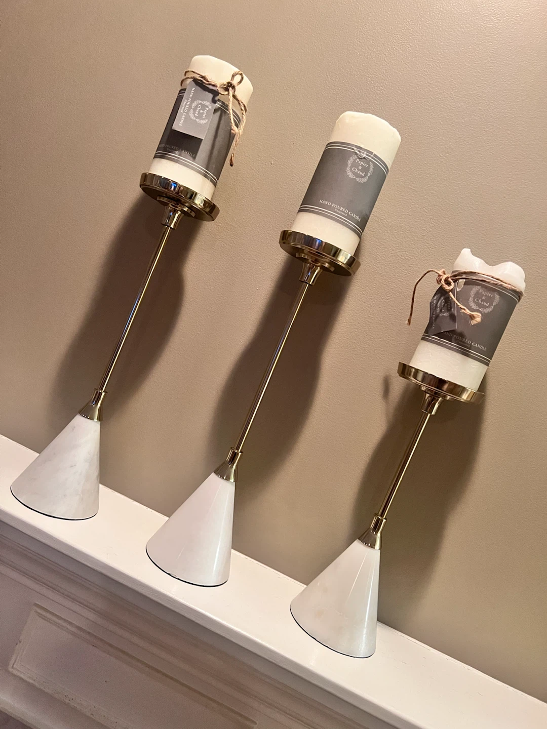 Gold and Faux Marble Candle Holder Set (3 Pieces) - photo 2