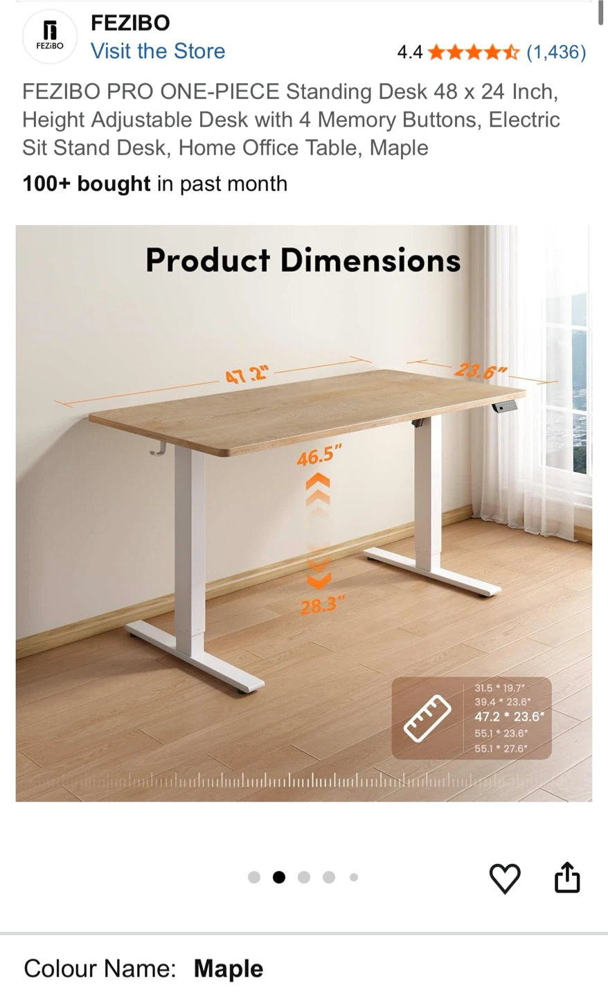 FEZIBO Electric Standing Desk - Maple, 48 x 24 Inch - photo 2
