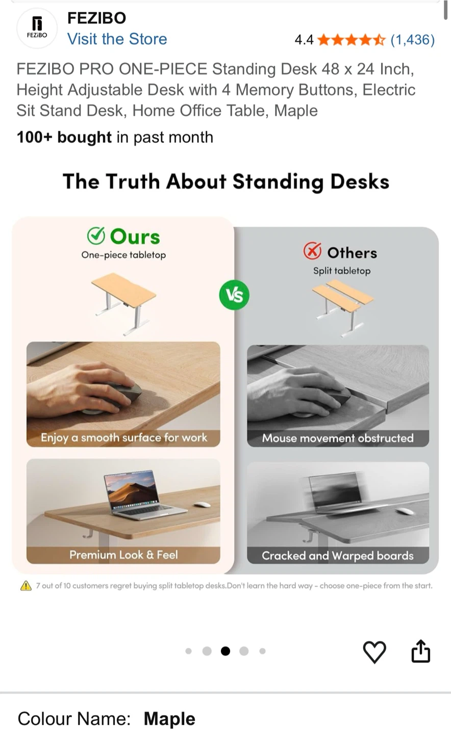 FEZIBO Electric Standing Desk - Maple, 48 x 24 Inch - photo 3