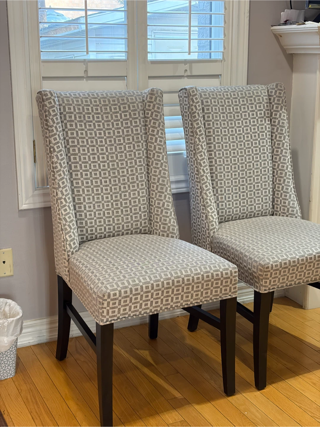 Set of 2 Grey Patterned Dining Chairs