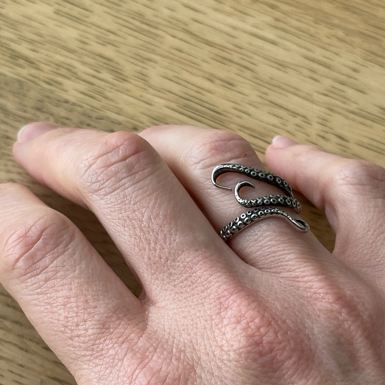 Octopus tentacles stainless steel ring (size 6) - photo 3