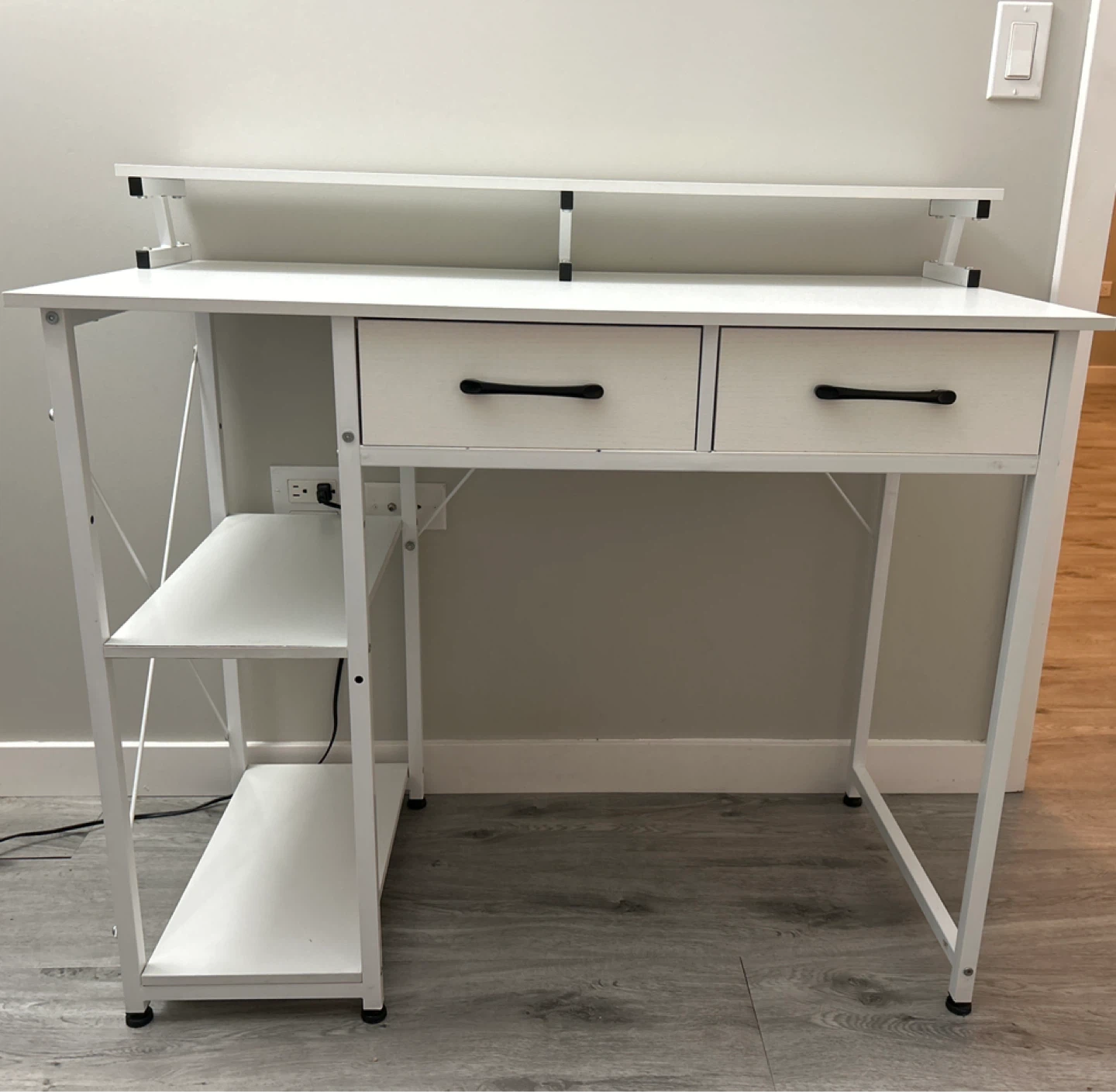 (Set of 2 $50 each) White computer desk with shelves and drawers