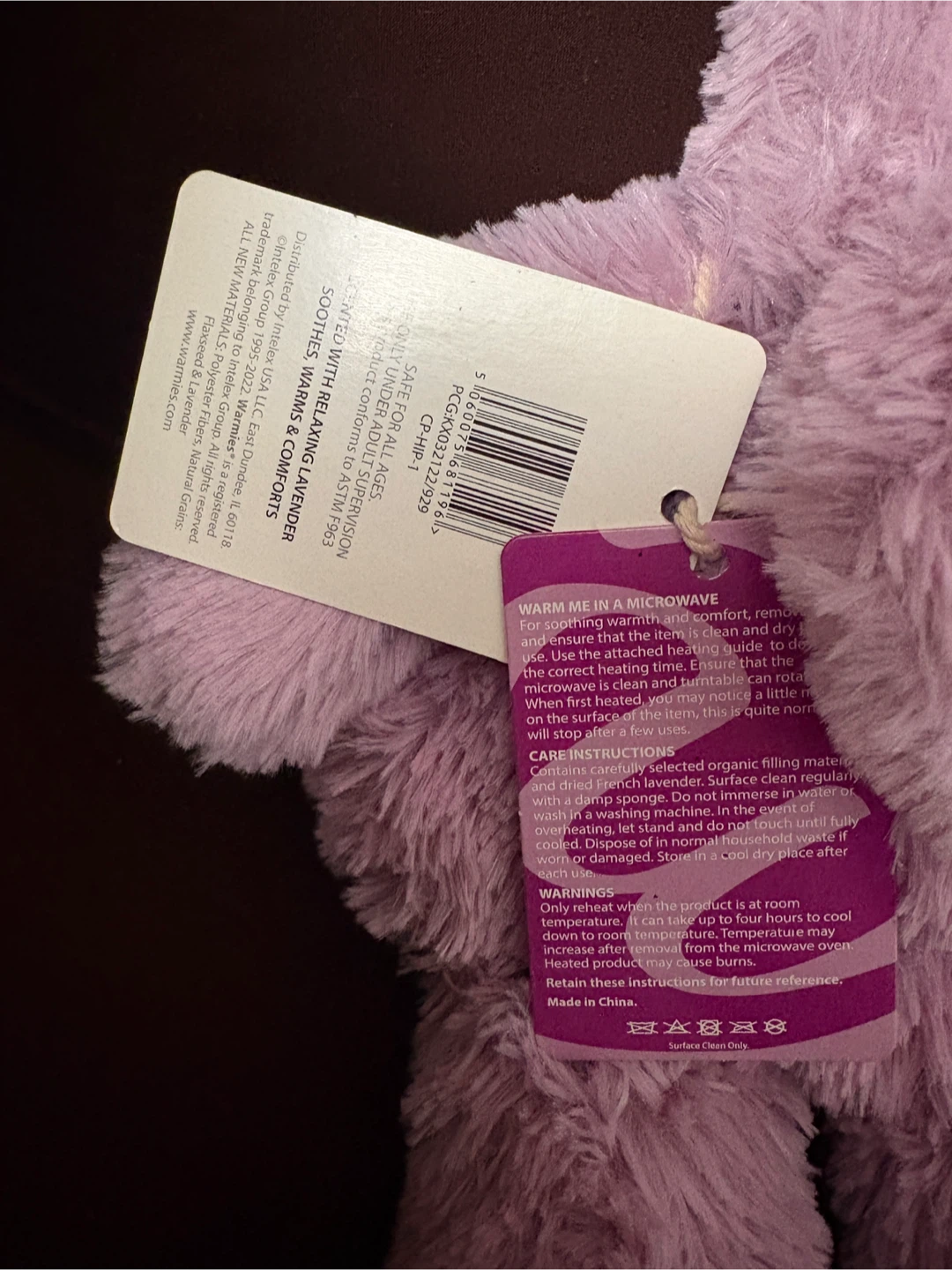 Purple Hippo Warmies Comfort Lavender Weighted Plush NWT - photo 3