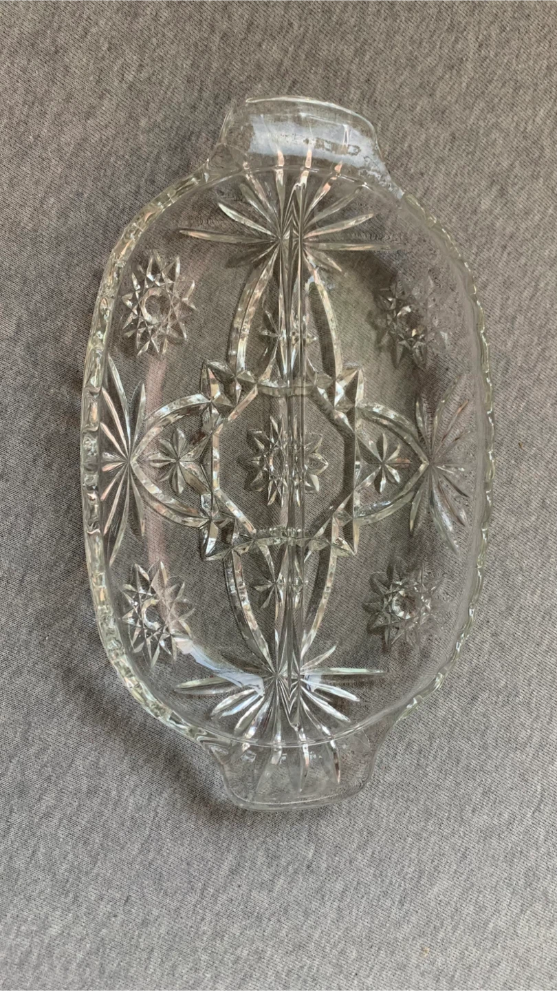 Vintage Crystal Divided Serving Dish / Pickle Tray 🏈