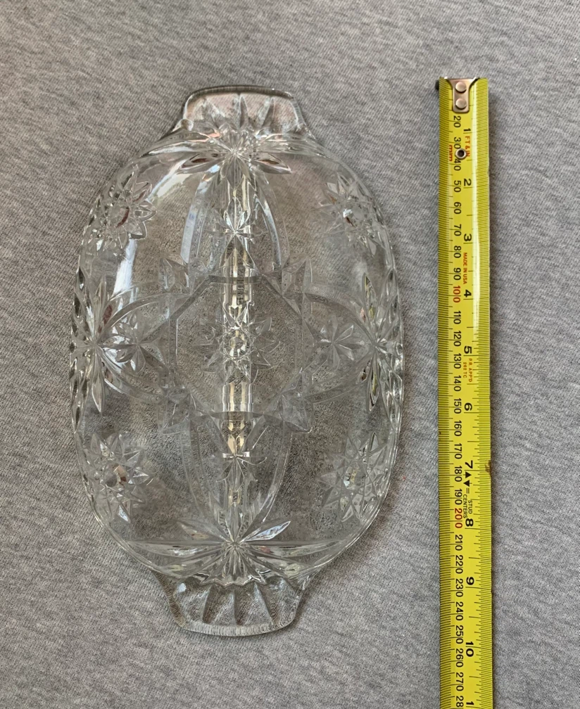 Vintage Crystal Divided Serving Dish / Pickle Tray 🏈 - photo 2