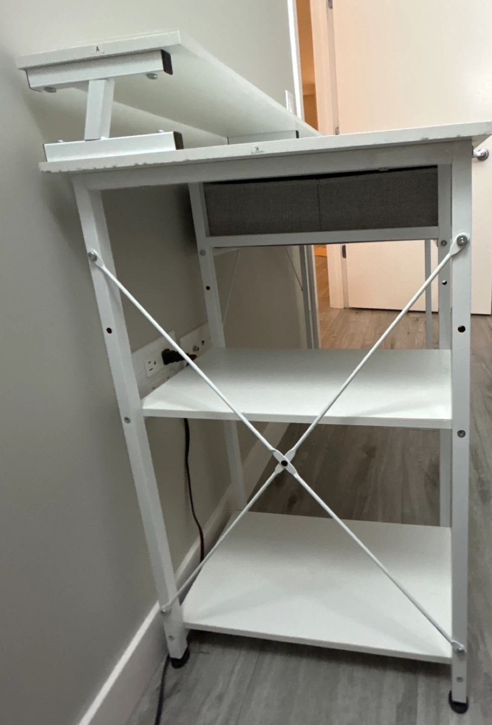 (Set of 2 $50 each) White computer desk with shelves and drawers - photo 2