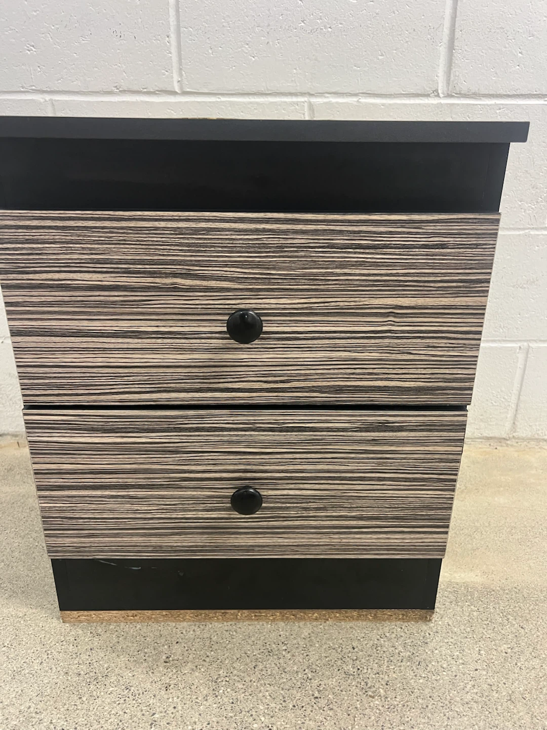 2-Drawer Nightstand with Black and Wood Grain Finish - photo 2