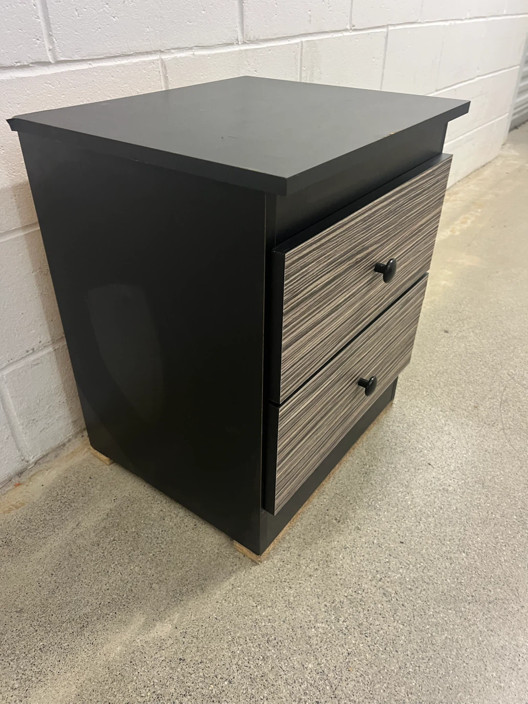 2-Drawer Nightstand with Black and Wood Grain Finish - photo 4