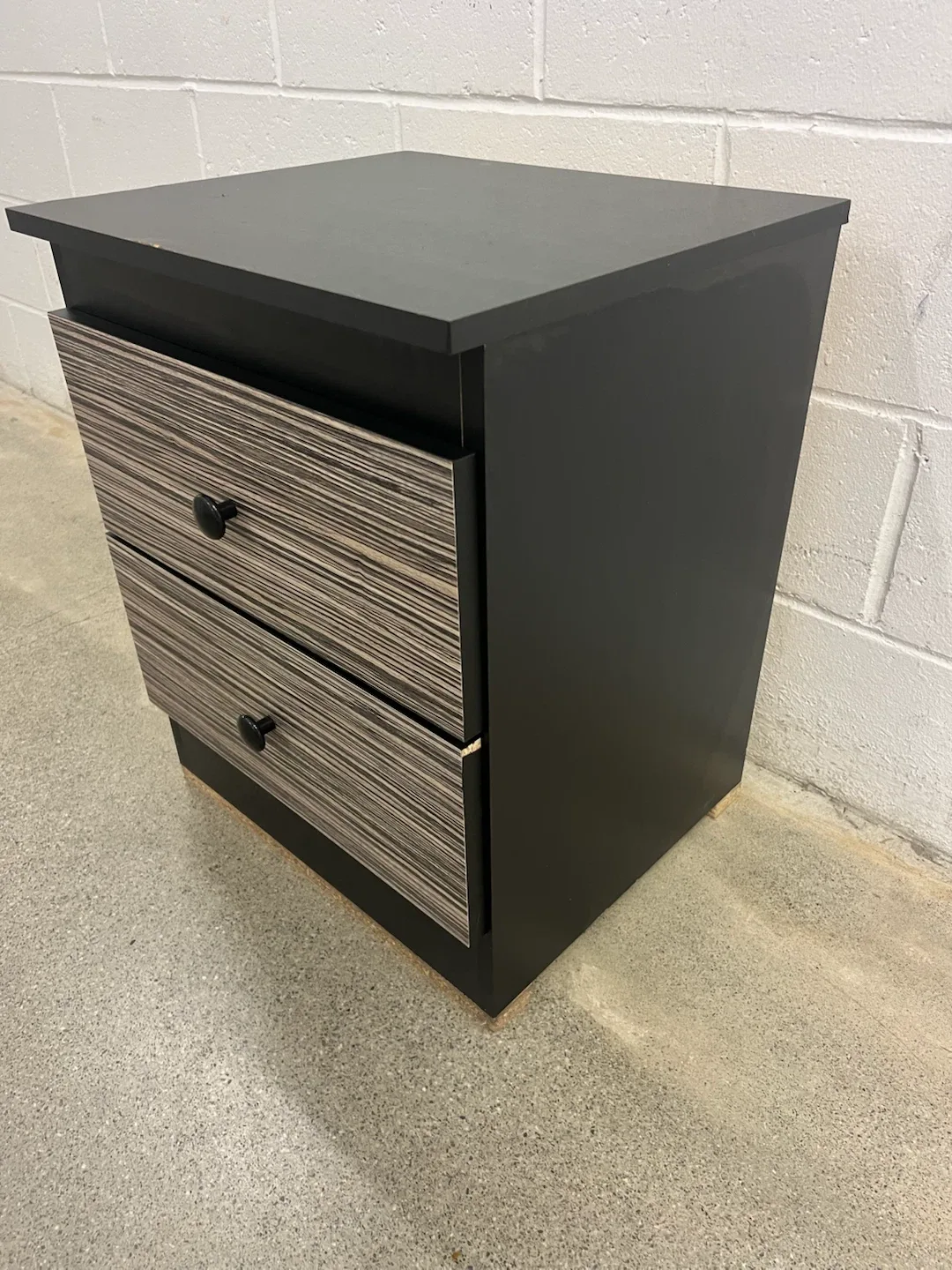 2-Drawer Nightstand with Black and Wood Grain Finish - photo 5