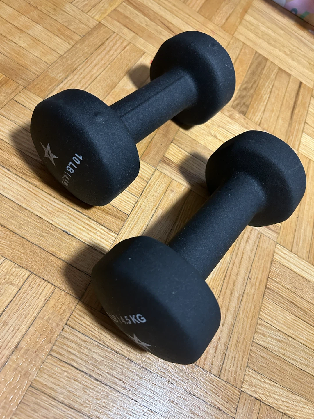 Set of two 10 lb neoprene dumbbells