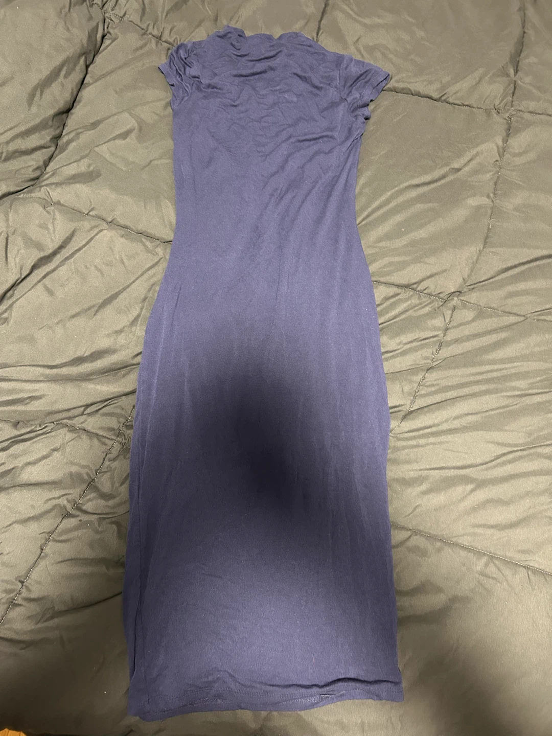 Iris Navy Mock Neck Midi Dress