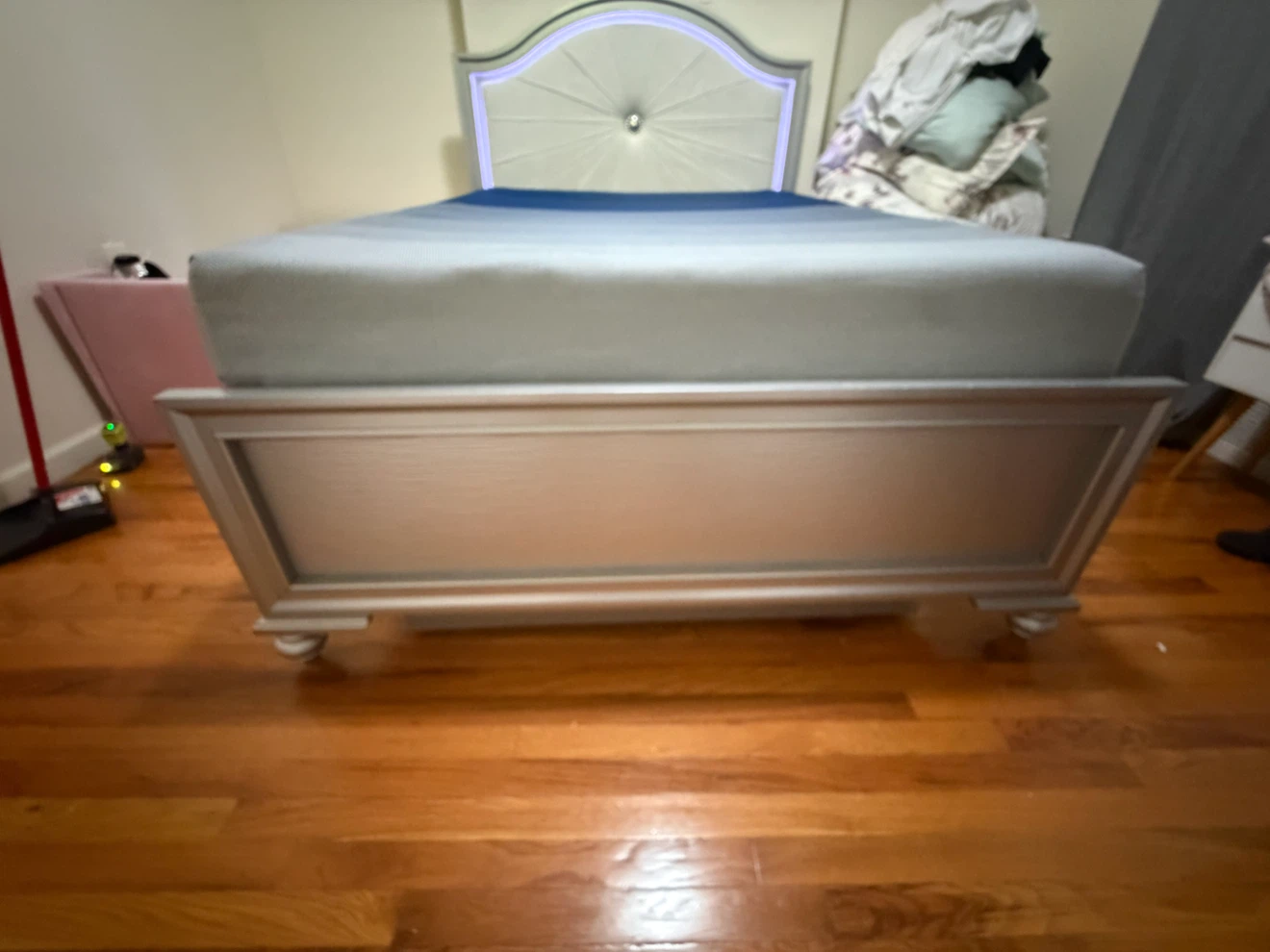 Silver LED Bed Frame and mattress