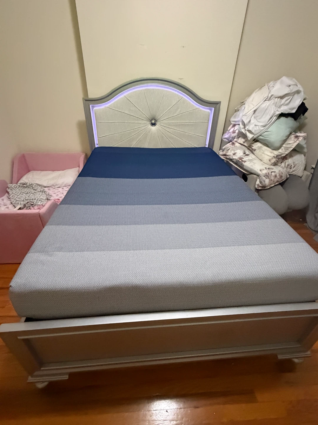 Silver LED Bed Frame and mattress - photo 2