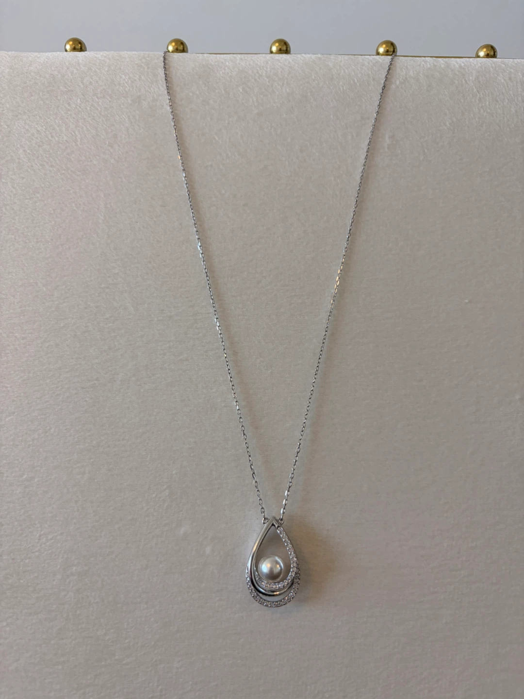 Swarovski crystal pearl teardrop pendant necklace
