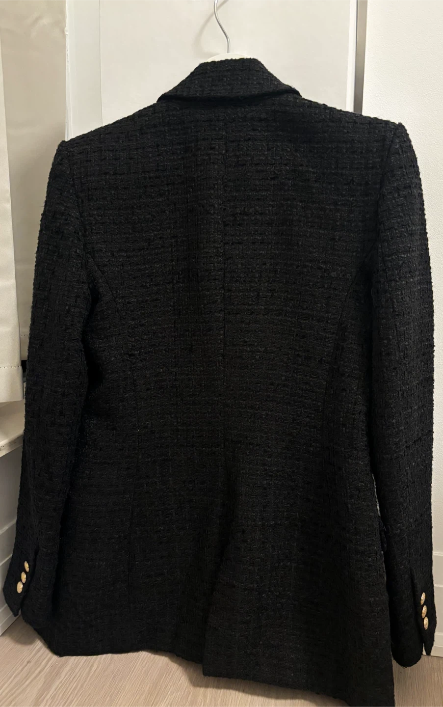 ZARA Black Tweed Double-Breasted Blazer - photo 2