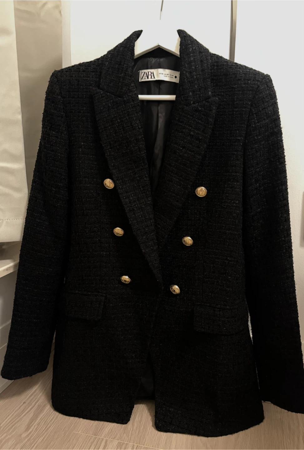 ZARA Black Tweed Double-Breasted Blazer - photo 3