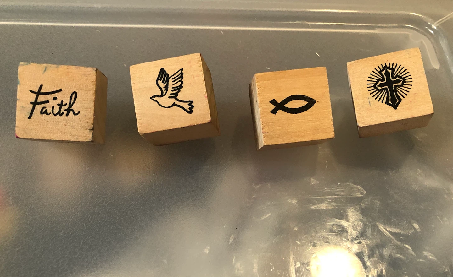 Set of 4 Christian Wooden Rubber Stamps 🏈