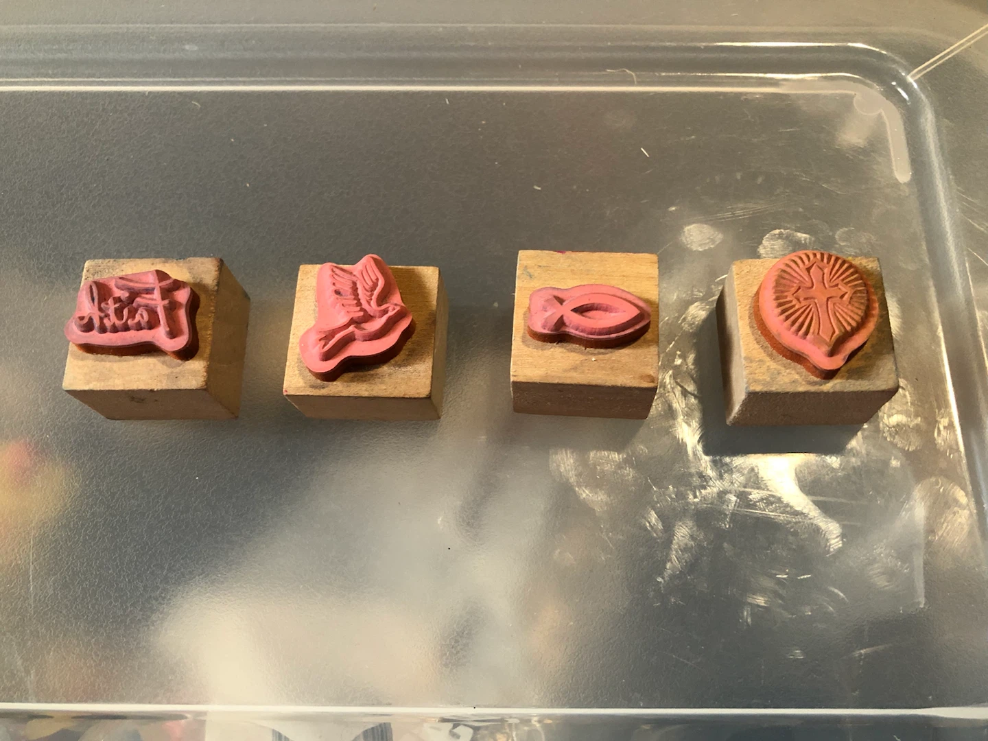 Set of 4 Christian Wooden Rubber Stamps 🏈 - photo 2