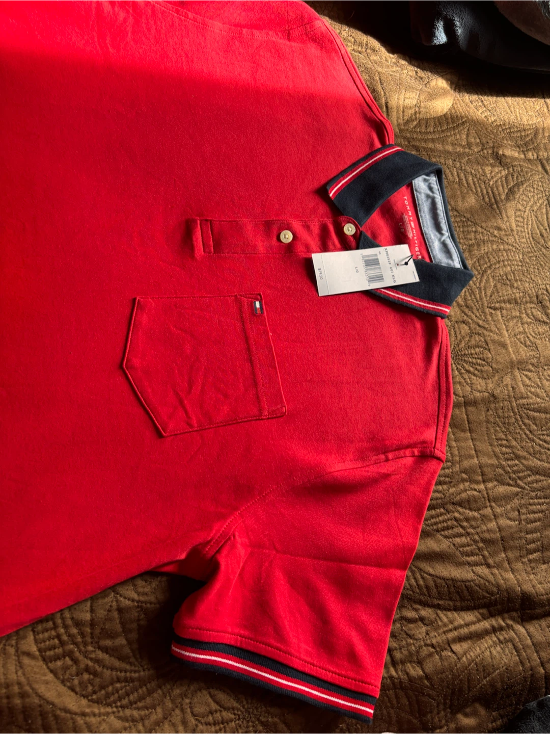 🏈New Tommy Hilfiger Red Polo Shirt - Large - photo 5
