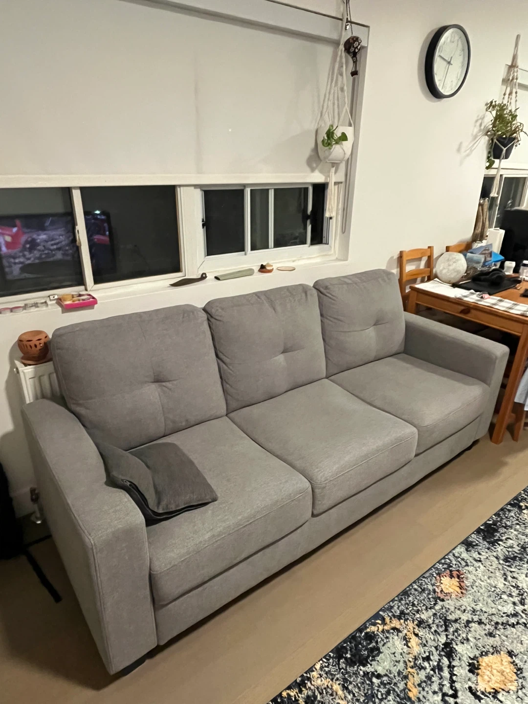 Modern Grey Three-Seater Sofa