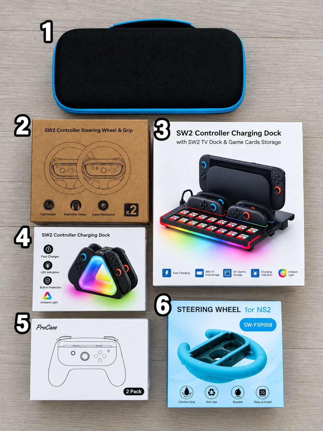 Nintendo Switch & Switch 2 Ultimate Accessory Bundle (6 Items)