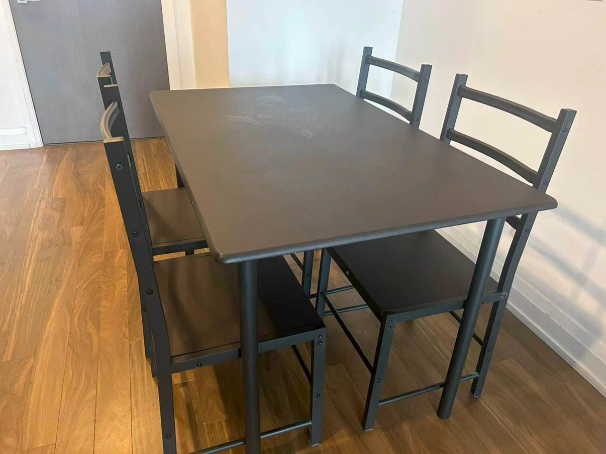 Black Dining Table with Four Chairs