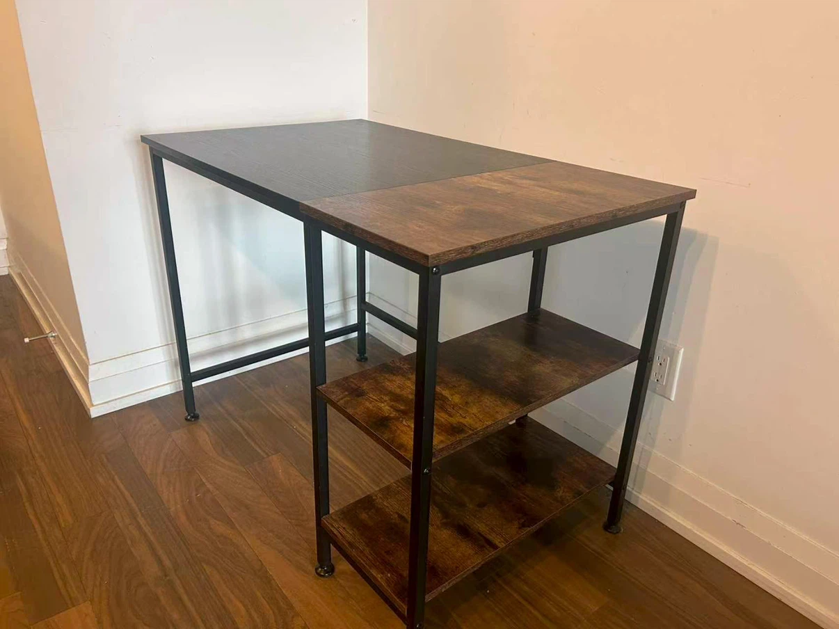 Industrial Style Desk with Storage Shelves