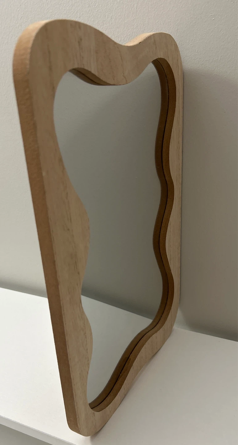 Wavy Wood Frame Table Mirror - photo 3