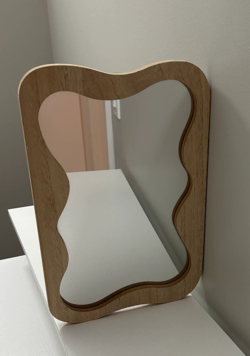 Wavy Wood Frame Table Mirror