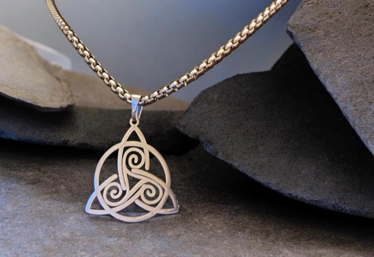 Stainless Steel Trinity Knot Pendant Necklace